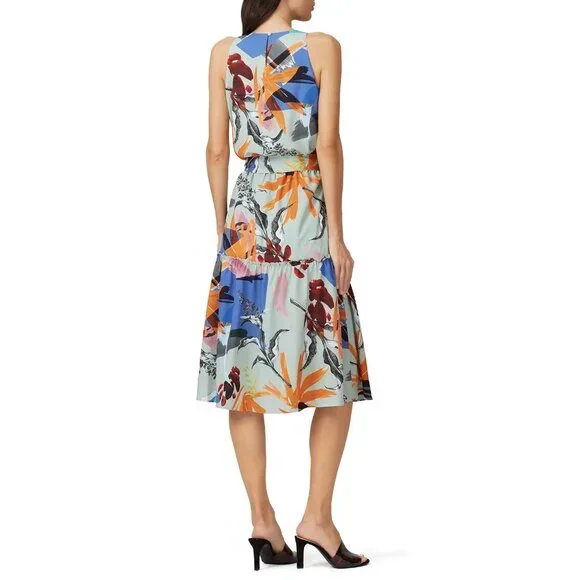 Slate & Willow Geometric Tiered Boho Whimsy Retro A-Line Dress Sage Green US 2 - Picture 4 of 16